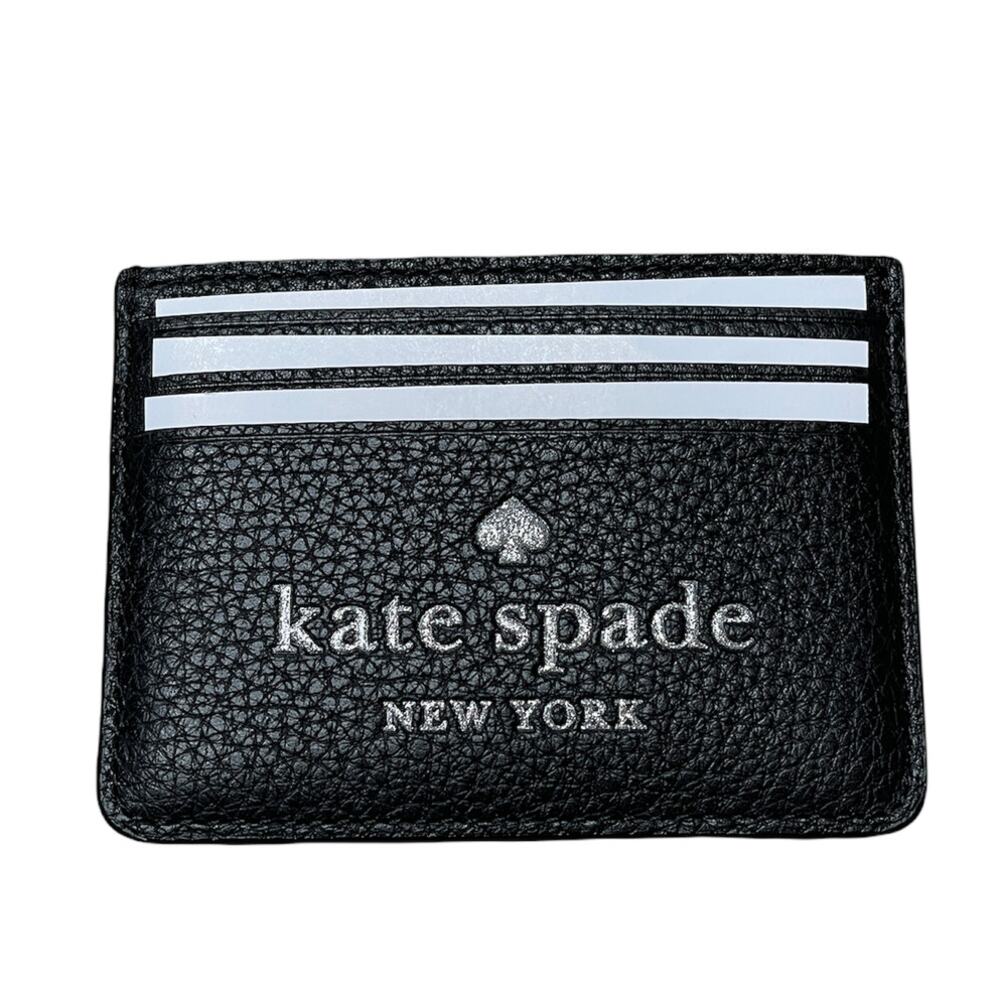 Kate Spade glitter on small slim card holder Black